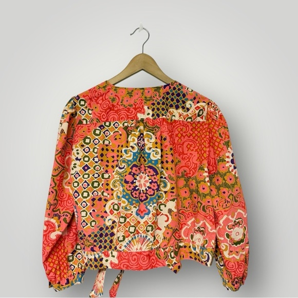 J.Crew Medium Women Wrap Top Vibrant Paisley Multicolor Cropped V-neck Top Skirt - Picture 8 of 11